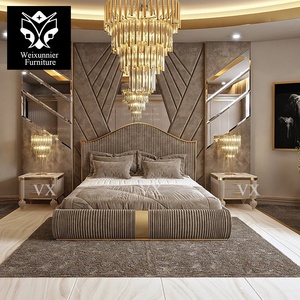 <span class=keywords><strong>Lit</strong></span> King Size Personnalisé <span class=keywords><strong>de</strong></span> Luxe en <span class=keywords><strong>Velours</strong></span> Doux, Design Italien, avec Cadre Doré en Acier Inoxydable, Tête <span class=keywords><strong>de</strong></span> <span class=keywords><strong>Lit</strong></span> Haute et Mousse Haute Densité - Product Image 2