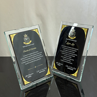 Plaque de certificat en cristal noir avec support en métal argenté MH-MJ0706