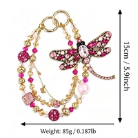 Lujoso Colgante de Libélula para Teléfono, con Cuentas de Cristal y Diamantes de Imitación, en Oro Rosa, Llavero y Colgante para Bolso, Joyería Artesanal al por Mayor