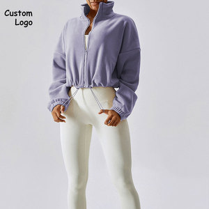 Felpe da <span class=keywords><strong>donna</strong></span> <span class=keywords><strong>con</strong></span> Shorts Full <span class=keywords><strong>Zip</strong></span> stile caldo collo alto a maniche lunghe - Product Image 5