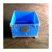 Cage de stockage en treillis métallique robuste HUAWU 1000 kg, conteneur logistique pliable et empilable en acier soudé WC-11