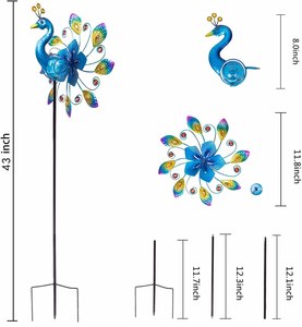 Décoration Animale de <span class=keywords><strong>Jardin</strong></span> Extérieur en Métal Kinétique Paon, <span class=keywords><strong>Moulin</strong></span> à <span class=keywords><strong>Vent</strong></span> <span class=keywords><strong>Solaire</strong></span>, Lumière LED 3D, Piquet de <span class=keywords><strong>Jardin</strong></span>, Ornements de <span class=keywords><strong>Moulin</strong></span> à <span class=keywords><strong>Vent</strong></span>, <span class=keywords><strong>Moulin</strong></span> à <span class=keywords><strong>Vent</strong></span> - Product Image 3