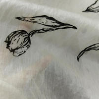 Tissu en Chiffon Jacquard 100% Polyester OEM ODM 100GSM 150cm, Imprimé Floral Tulipe, pour Robe, Écharpe et Abaya Femme