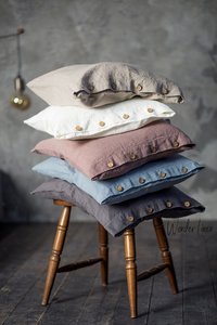 Ensemble de literie reine avec motif à carreaux taie d'oreiller en lin lavé doux fermeture à bouton technique tricotée naturelle délavée pour la maison - Product Image 6