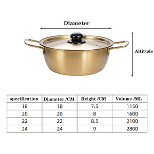 Korean Double Handle Gold Silver Instant Stainless Steel Instant Noodle <strong>Small</strong> Boiling Soup <strong>Pot</strong> for Induction <strong>Cooker</strong> Cooking - Product Image 6