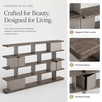 Étagère de présentation moderne en MDF de qualité E1 avec finition cristal, résistante aux rayures, en bois de burl de luxe