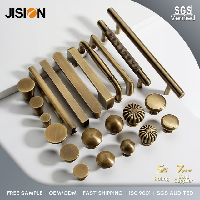 Luxury Solid Brass Furniture Cabinet Pulls Handles Knobs for Kitchen Drawer Cupboard Doors