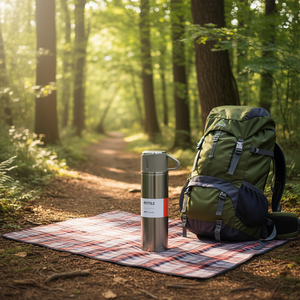 Thermos en acier inoxydable Myrva 500 ml, bouteille isotherme portable de voyage avec tasses, design minimaliste, isolation de 6 à 12 heures - Product Image 2