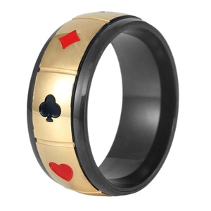 yunnique <b>Titanium</b> Steel Playing Card <b>Ring</b> Gold Men's Fashion Jewelry Rotating Design Gift Accessory - Product Image 5