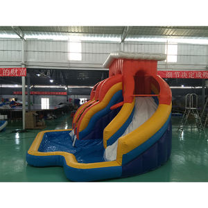 Jouets de jeu gonflables drôles toboggan commercial sec/humide <span class=keywords><strong>pour</strong></span> enfants grand toboggan combiné avec <span class=keywords><strong>piscine</strong></span> et objectif de cerceau à vendre - Product Image 4