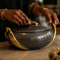 Lot de 3 casseroles isothermes de luxe 2,5L-3,5L, pot de service orné en acier inoxydable, idéal pour les fêtes africaines et le Ramadan