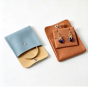 Eco‑friendly Custom Recyclable Microfiber velvet Jewelry Pouch Gift Box Sets Wholesale Snap Button Closure Embossed Logo - Product Image 1