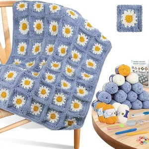Kit de <span class=keywords><strong>crochet</strong></span> pour débutants Aeelike - Fils doux, instructions détaillées, kit de démarrage complet pour <span class=keywords><strong>couverture</strong></span> Daisy, DIY facile - Product Image 4