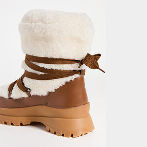 2024 Logo personnalisé femmes hiver chaud <span class=keywords><strong>bottes</strong></span> mode <span class=keywords><strong>fille</strong></span> fausse fourrure bottines semelle épaisse plate-forme PU semelle intérieure daim matériel neige - Product Image 4