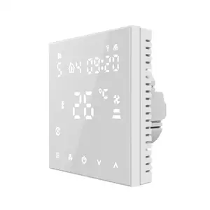 جهاز تنظيم وتثبيت درجة الحرارة في مكيف الهواء المنزلي الذكي من المُصنع تيار متردد 90 فولت إلى 240 فولت ترموستات أبيض وأسود متصل بالواي فاي
