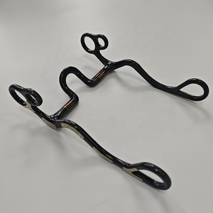 Nouvel Arrivage Horshi : Mors de Correction pour Chevaux à Bouche Large, en Fer Doux Noir, Mors de Bridon Western à Port Moyen avec Joues Gravées - Product Image 3