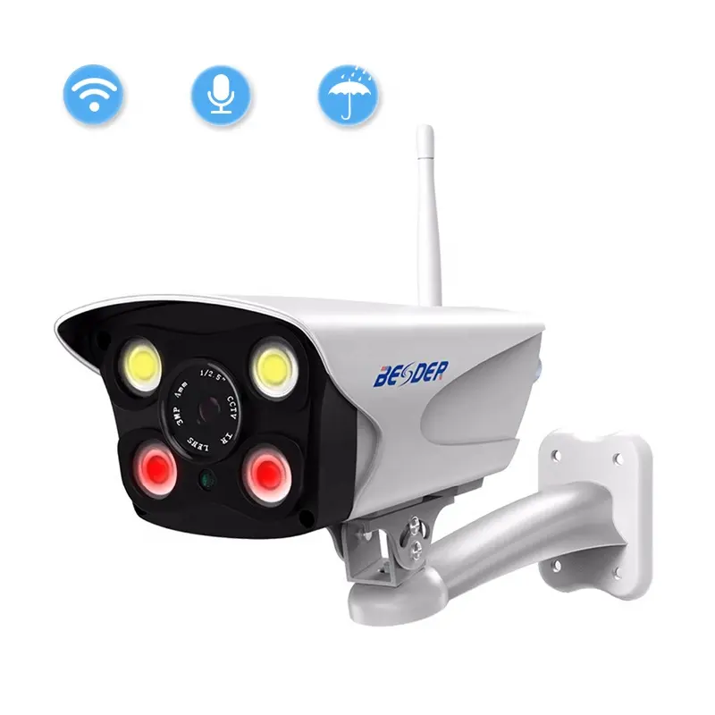 BESDER — caméra de surveillance IP Wifi HD 960P, dispositif de sécurité sans fil, couleur, Vision nocturne, compatible avec téléphone portable, avec application Camhi, boîtier métallique