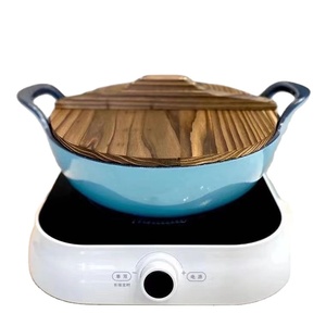 Casserole en fonte de 3 pintes au design moderne, ustensiles de cuisine émaillés en forme de Balti avec poignées larges - Product Image 1