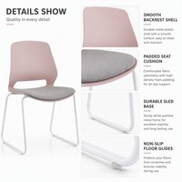Chaise de bureau robuste empilable avec base en métal, chaise de formation, chaise de visiteur pour salle de réunion