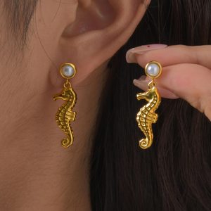 Summer Cute <strong>Little</strong> Fish Drop <strong>Earrings</strong> <strong>for</strong> <strong>Girls</strong> Gifts Jewelry Stainless Steel 18K Gold Plated <strong>Pearl</strong> <strong>Earrings</strong> - Product Image 4