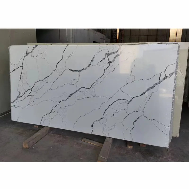 Ydstone Wholesale Quartz Slabs White Calacatta Polished Artificial Quartz Stone Slabs For Kitchen Countertop