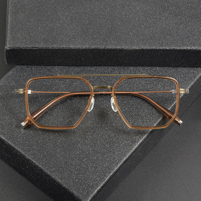 Fashionable Patchwork Acetate Titanium Full-Rim Optical Glasses Frame Square Design Lightweight Spring Hinge Double Adults