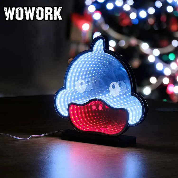 Wowork rgb pvc एक्रिलिक अंतहीन सुरंग प्रकाश दर्पण की प्रकाश दर्पण की सजावट के लिए अनंत ऑप्टिकल भ्रम का नेतृत्व किया