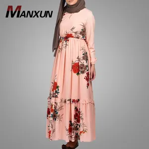 China Supplier Turkish Islamic Clothing New Design Popular Flower Muslim Ladies Abaya Elegance Formal Long Sleeve Dress