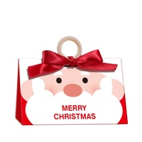 Nouvelle boîte cadeau triangulaire pour bougie de Noël avec motif Père Noël, ruban en carton blanc et anneau en bois, impression UV