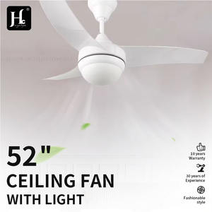 Ventilateurs de plafond LED blancs modernes de 52 pouces avec corps en fer, profil bas et télécommande, moteur CC, pales en ABS pour l'éclairage domestique - Product Image 3
