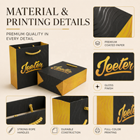 Sacs cadeaux de luxe personnalisés noirs pour magasins de vêtements, sacs de transport pour boutiques, sacs en papier réutilisables pour cadeaux