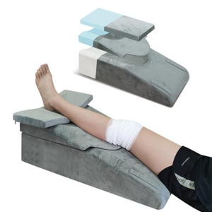 Oreiller de récupération de chirurgie du genou en mousse à mémoire de forme, conception ergonomique réglable en hauteur pour l'élévation des jambes, soulage la douleur sciatique - Product Image 1