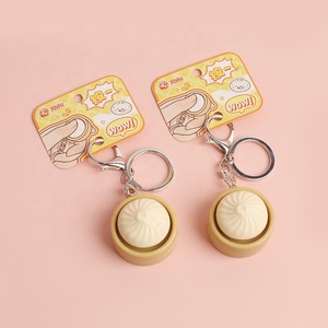Dumpling <b>Squishy</b> Keychain Stress Relieve StressTool Button Bao Bun Pendant for Bag Pinch Le Keychain Stress Relieving Keychain - Product Image 3