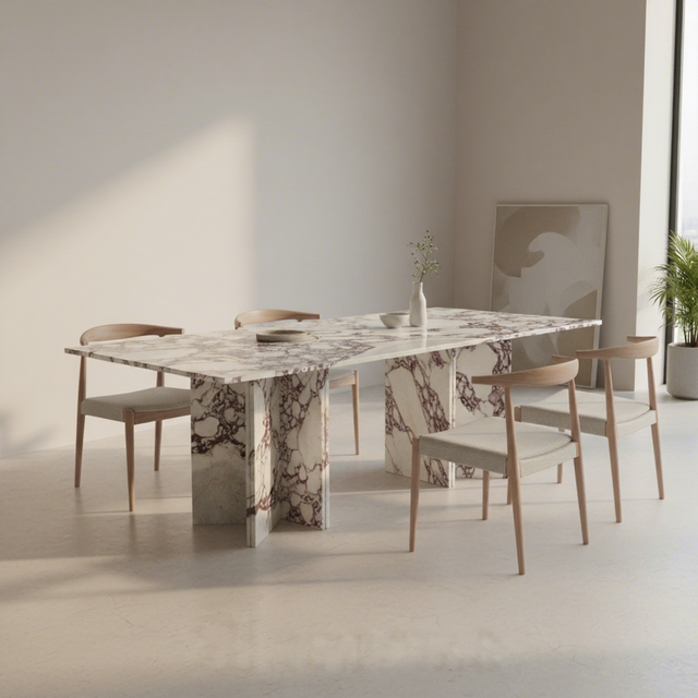 Newstar High End Rectangle Marble Dining Tables Luxury Dining Tables Italian Calacatta Violet Dining Table