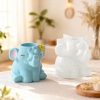Moule pour pot de fleurs en forme d'éléphant pour béton, plâtre, plante succulente, vase pour cactus