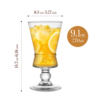 Verre à vin vintage côtelé classique sans plomb 270 ml, style français à rayures verticales, avec base lourde et pied moyen