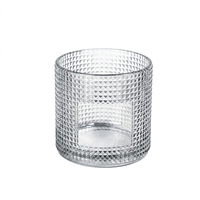 Porte-bougies en verre côtelé, pot à bougie de luxe, porte-bougies en verre coloré, coupelle à bougie en verre à fond rond pour la fragrance d'intérieur