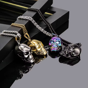 批发复古哥特式嘻哈骷髅吊坠超大骷髅项链男士礼物 - Product Image 4