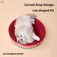 Grattoir pour chat rond extra large en forme de pastèque, en carton ondulé haute densité, avec jouet clochette inclus, pour chats de grande taille