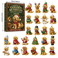 Calendrier de l'Avent Golden Retriever – Compte à rebours de 24 jours – Ornements suspendus en acrylique – Pendentif de Noël – Cadeau surprise de Noël