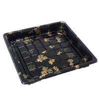 Boîtes à sushi jetables écologiques en plastique PET de haute qualité avec couvercle noir, plateau carré pour sandwichs et salades, logo personnalisé
