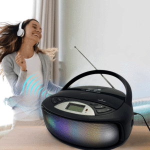 Portable <b>CD</b> <b>Player</b> Boombox <b>with</b> Colorful LED Lights BT Wireless Karaoke Mic MP3 FM Radio Remote Control Home Party - Product Image 1