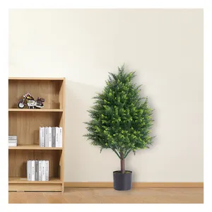 PZ-1-133 all'ingrosso realistico falso sempreverde cipresso arbusti pianta in vaso artificiale topiaria albero per soggiorno Dedcor