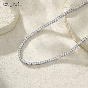 Collar <span class=keywords><strong>de</strong></span> Tenis Souljewel con Moissanita, Color D, VVS, Plata <span class=keywords><strong>de</strong></span> Ley S925, Cadena <span class=keywords><strong>de</strong></span> Diamantes, Joyería <span class=keywords><strong>de</strong></span> Lujo para Mujeres y Hombres - Product Image 3