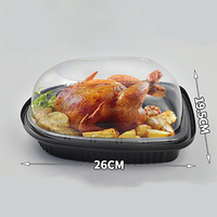 Emballage plastique PP noir à emporter, 200 pièces, usage unique, pour micro-ondes, poulet, canard, récipient de qualité alimentaire, pour volaille rôti