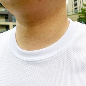 T-shirt blanc en polyester 100 % maille pour sublimation, respirant et anti-transpiration, lavable en machine, manches courtes pour adulte - Product Image 2