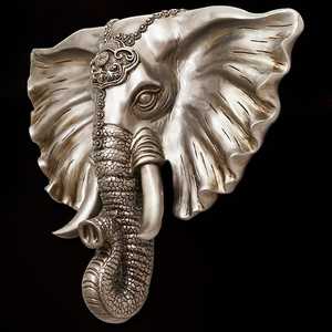 Sculpture murale en résine en forme de tête d'éléphant pour la décoration du salon - Product Image 1