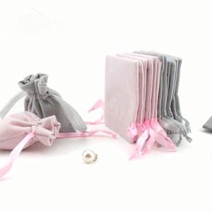 Sacs cadeaux en flanelle douce personnalisés avec logo, pochettes à bijoux en velours avec cordon de serrage, sacs d'emballage pour bijoux - Product Image 5