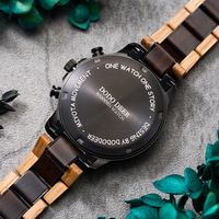 Jam Tangan Pria Mewah Stainless Steel Quartz Chronograph Antik Vintage Kayu Pinus Maple Desain Mehri Tali Kayu 44mm
