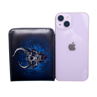 Porte-cartes de crédit portable en cuir PU avec logo personnalisé, fermeture ouverte, petit portefeuille pliable en accordéon pour unisexe